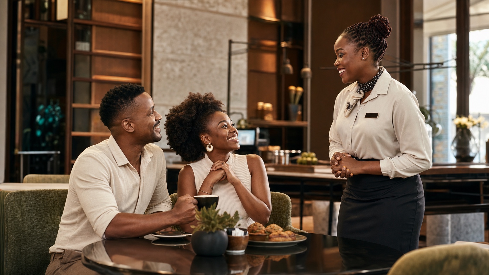 African customers enjoying a positive service experience